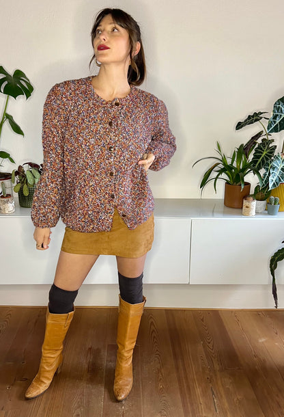 1970's vintage oversize rainbow wool textured cardigan