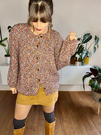 1970's vintage oversize rainbow wool textured cardigan