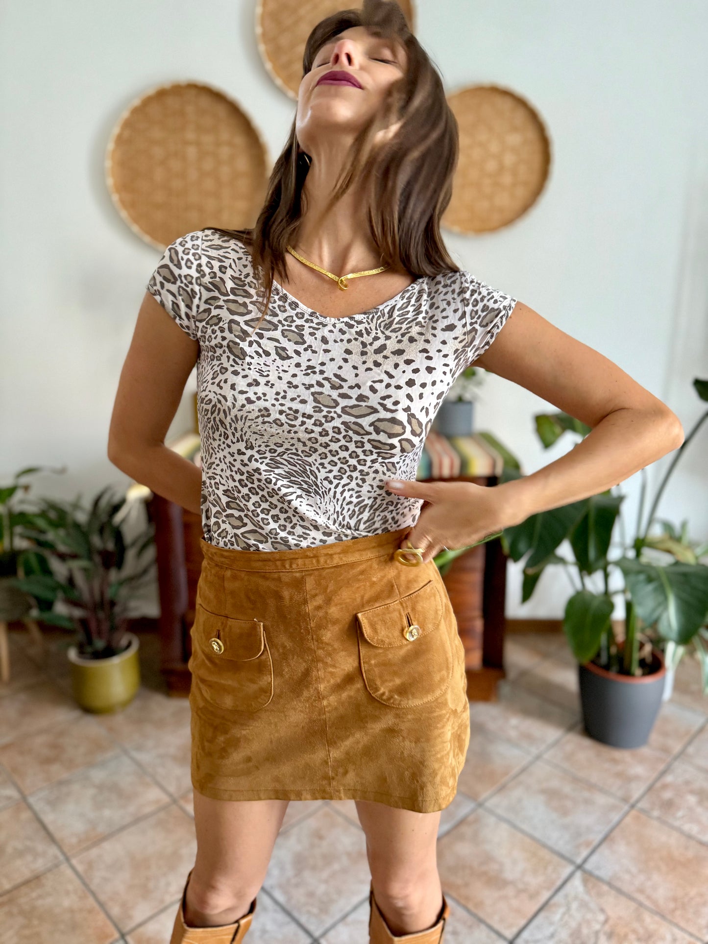 1990's vintage semi sheer animal print top