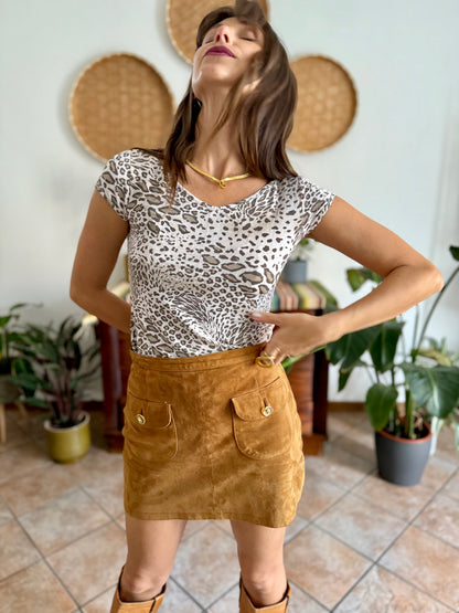 1990's vintage semi sheer animal print top