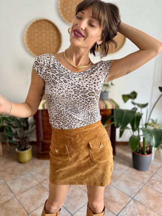 1990's vintage semi sheer animal print top