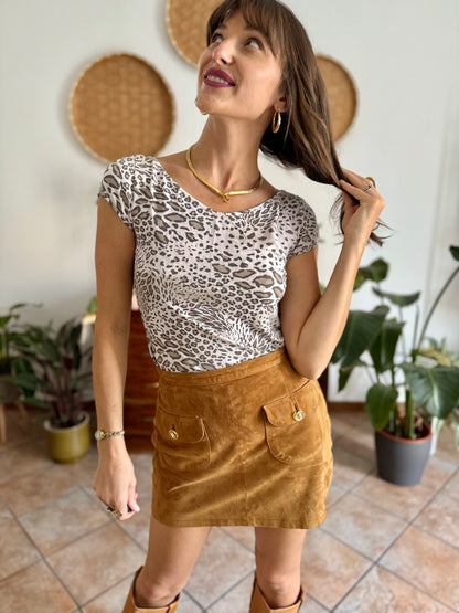 1990's vintage semi sheer animal print top