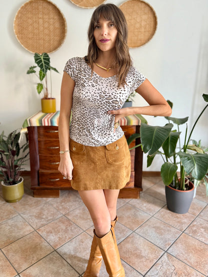 1990's vintage semi sheer animal print top
