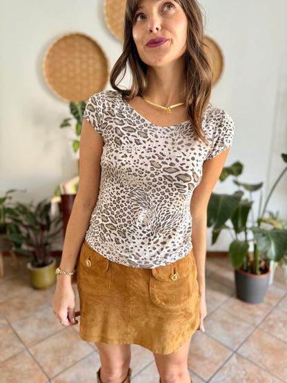 1990's vintage semi sheer animal print top