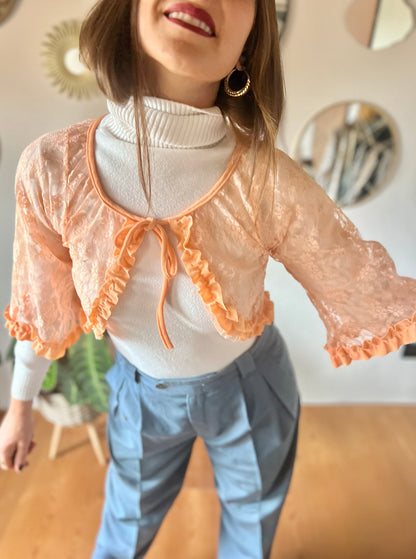 1960's vintage peach lace bolero top