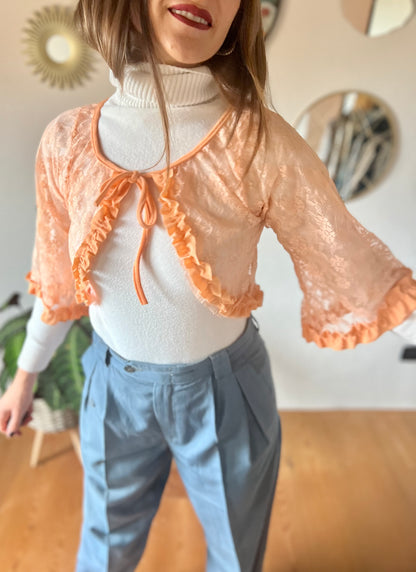 1960's vintage peach lace bolero top