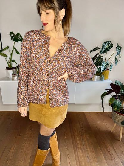 1970's vintage oversize rainbow wool textured cardigan