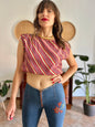 1970's vinage silk blend multicolor strip blouse