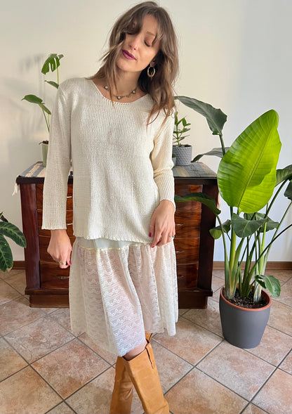 1990's vintage silk blend cream knit pullover
