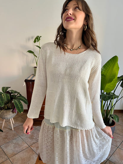 1990's vintage silk blend cream knit pullover