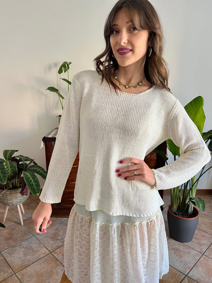 1990's vintage silk blend cream knit pullover