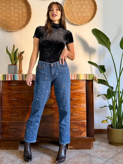 1990’s vintage Tommy Hilfiger rainbow embroidered logo jeans