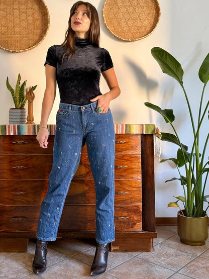 1990’s vintage Tommy Hilfiger rainbow embroidered logo jeans